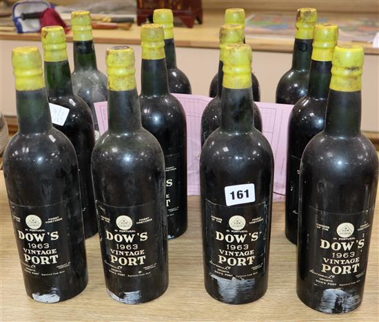 Twelve bottles of Dows vintage port 1963